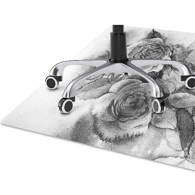 Alfombra silla ordenador Rosas en blanco y negro