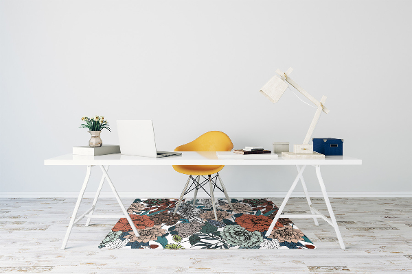 Alfombra para silla de escritorio Flores retro