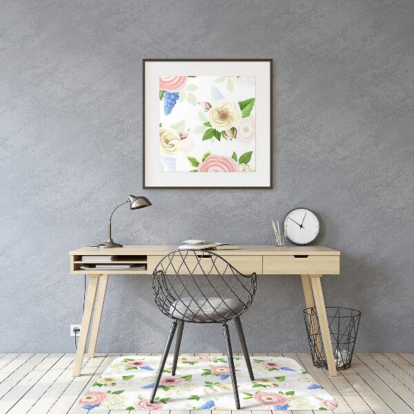Alfombra silla ordenador Flores dibujadas