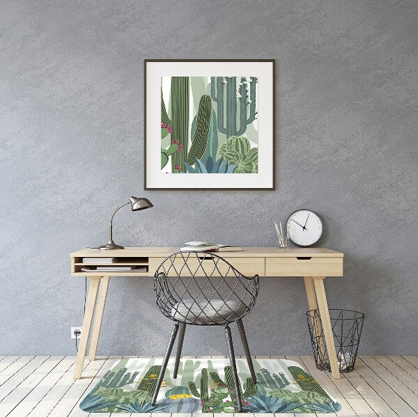 Alfombra silla ordenador Cactus con flores