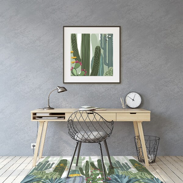 Alfombra silla ordenador Cactus con flores