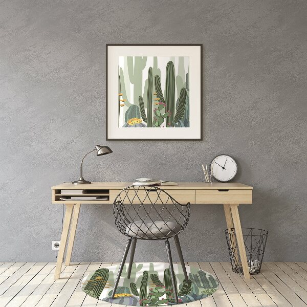 Alfombra silla ordenador Cactus con flores