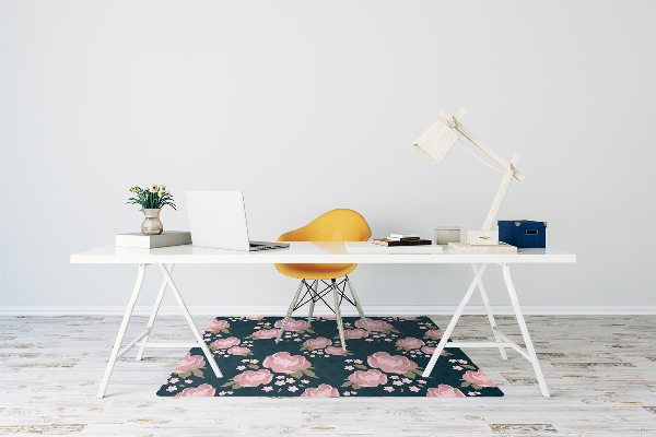 Alfombra para silla de escritorio Flores rosadas