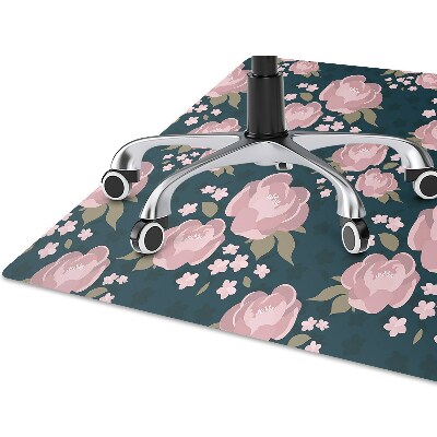 Alfombra para silla de escritorio Flores rosadas