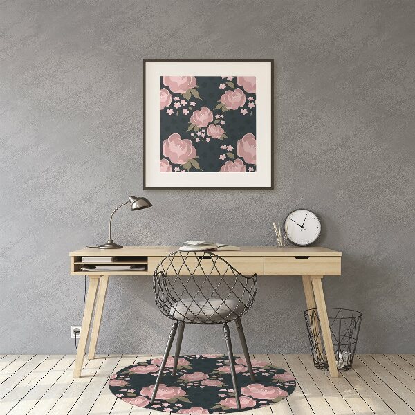 Alfombra para silla de escritorio Flores rosadas