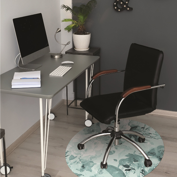 Alfombra para silla de escritorio Flores azules