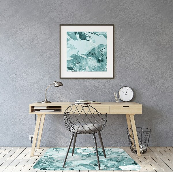 Alfombra para silla de escritorio Flores azules