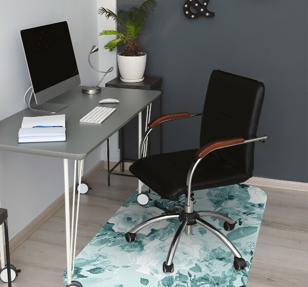 Alfombra para silla de escritorio Flores azules