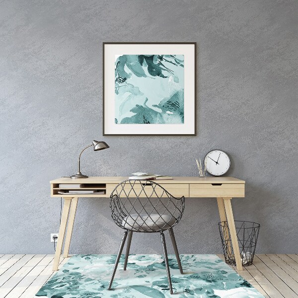 Alfombra para silla de escritorio Flores azules