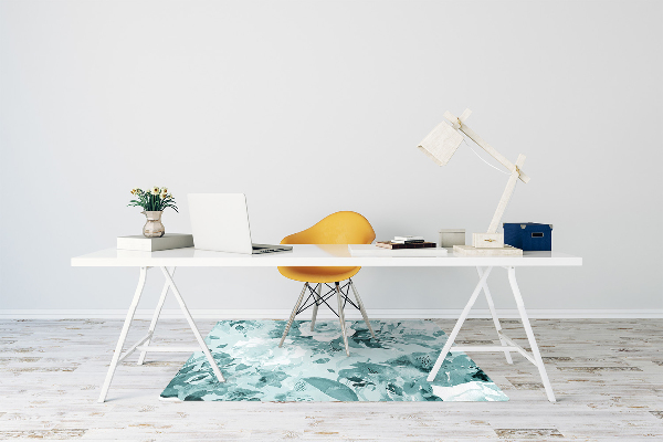 Alfombra para silla de escritorio Flores azules