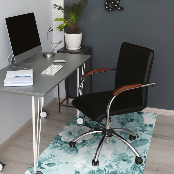 Alfombra para silla de escritorio Flores azules