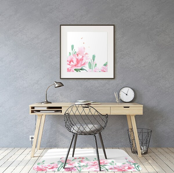 Alfombra para silla de escritorio Flores rosadas