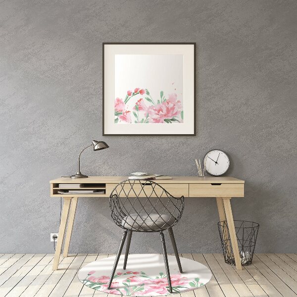 Alfombra para silla de escritorio Flores rosadas