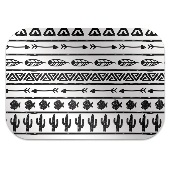 Alfombra silla ordenador Boho en blanco y negro