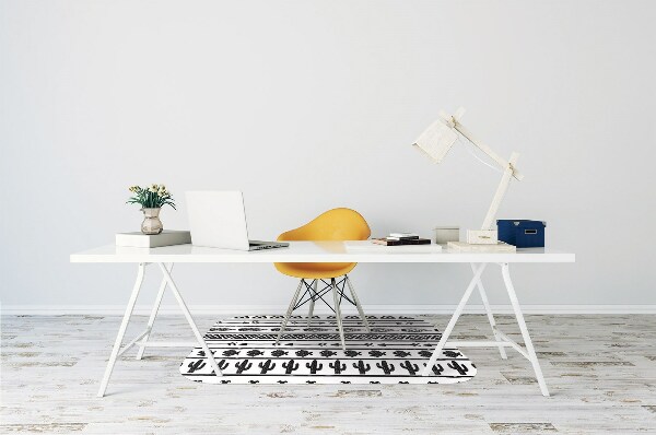 Alfombra silla ordenador Boho en blanco y negro
