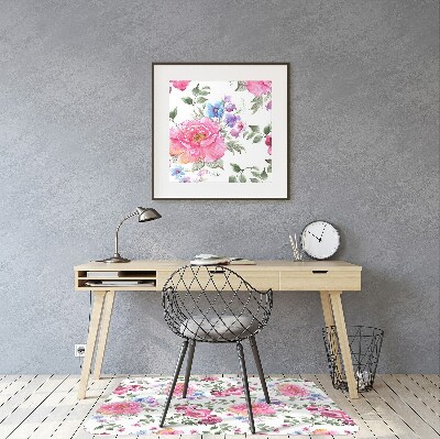 Alfombra para silla de escritorio Flores rosadas