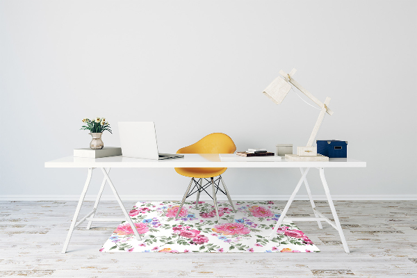 Alfombra para silla de escritorio Flores rosadas