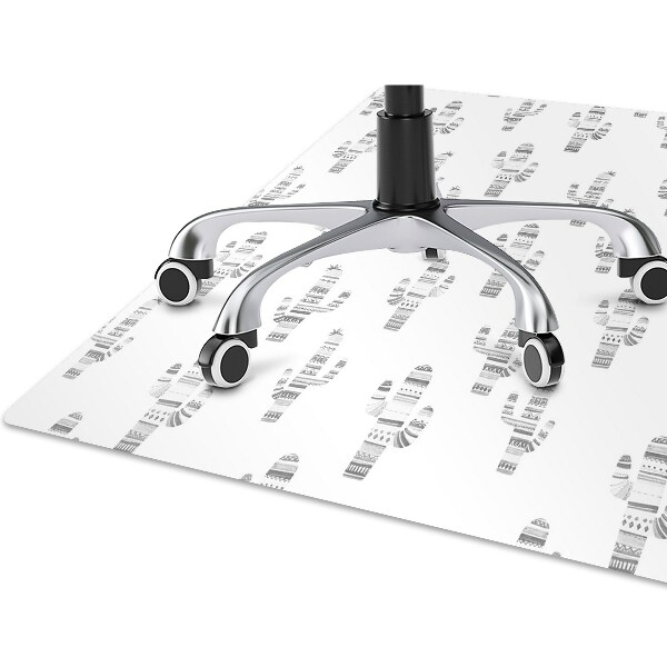 Alfombra protectora suelo para silla Cactus en blanco y negro