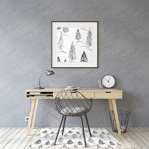 Alfombra para silla de escritorio Árbol de navidad de invierno