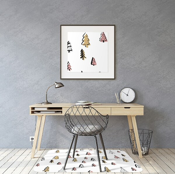 Alfombra para silla de escritorio Árboles de navidad pastel