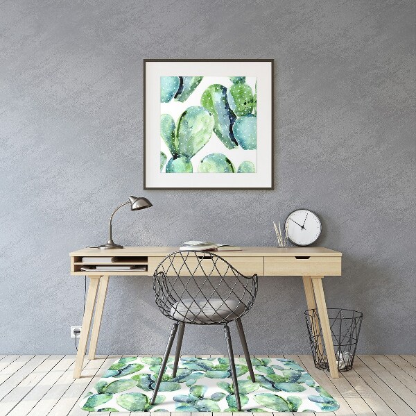 Alfombra para silla de escritorio Acuarela de cactus