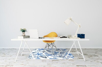 Alfombra para silla de escritorio Flores azules