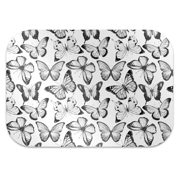 Alfombra silla ordenador Mariposa en blanco y negro