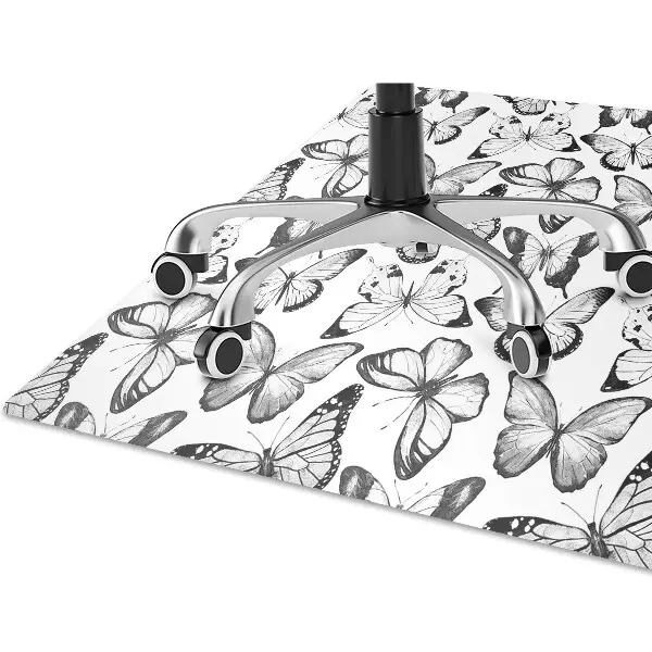 Alfombra silla ordenador Mariposa en blanco y negro