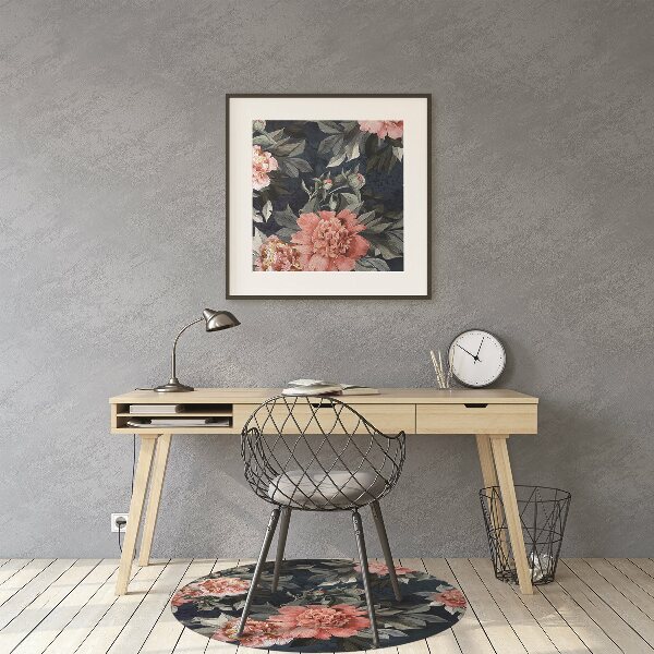 Alfombra silla ordenador Peonies red