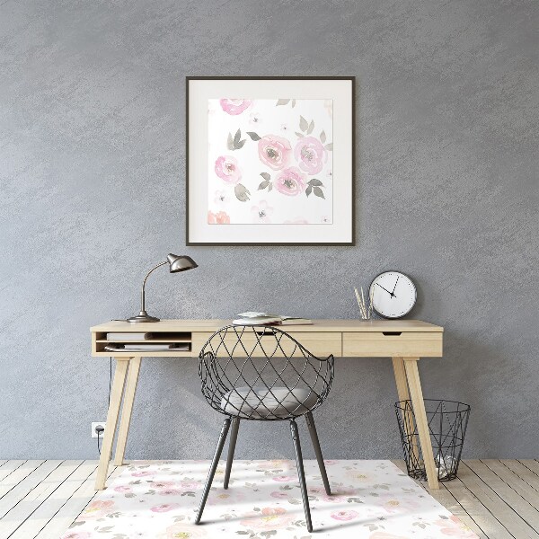 Alfombrilla para silla de escritorio Flores de acuarela