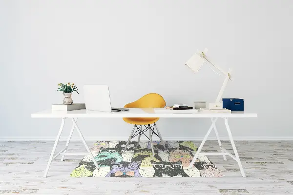 Alfombra para silla de escritorio Gatos con gafas