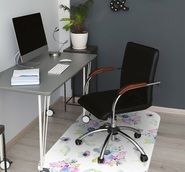 Alfombra para silla de escritorio Flores moradas