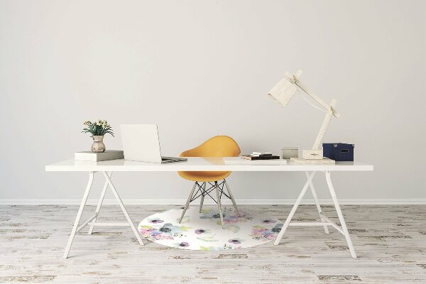 Alfombra para silla de escritorio Flores moradas