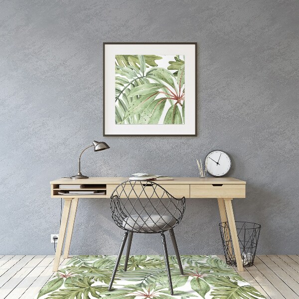 Alfombra para silla de escritorio Hojas tropicales