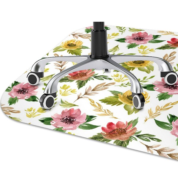 Alfombra silla ordenador Flores de acuarela