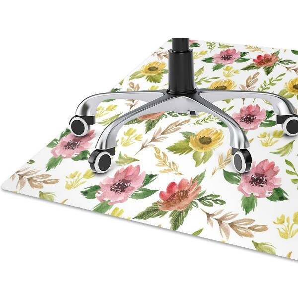 Alfombra silla ordenador Flores de acuarela