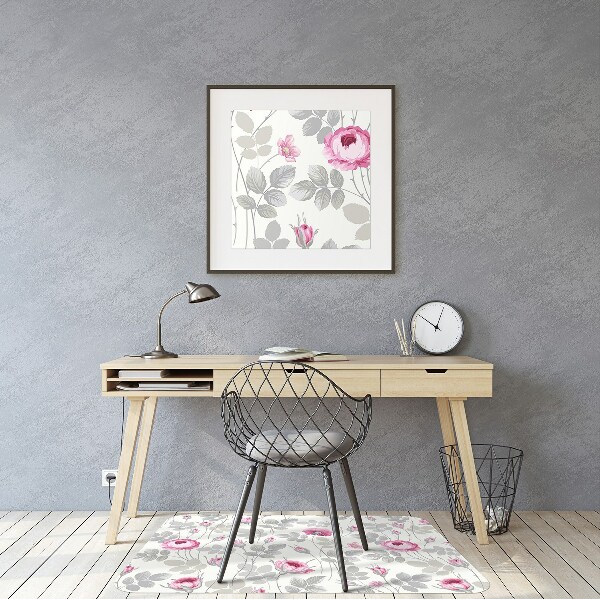 Alfombra silla ordenador Rosas pastel