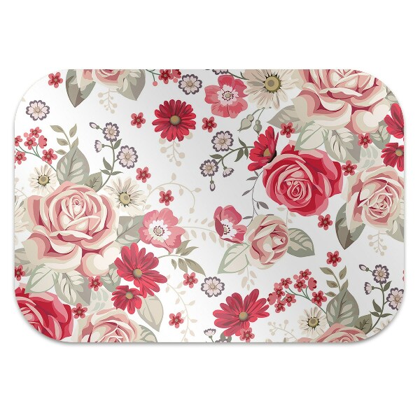 Alfombra silla ordenador Flores rojas