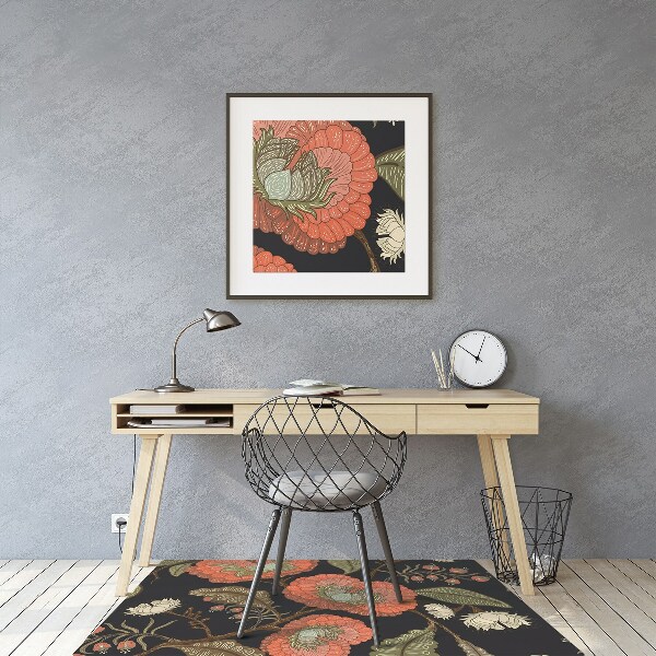 Alfombra silla ordenador Flores retro