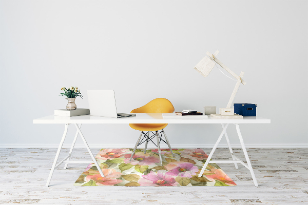 Alfombra silla ordenador Flores pintadas