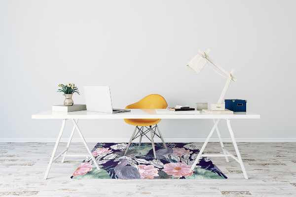 Alfombrilla para silla de escritorio Pájaros en flores