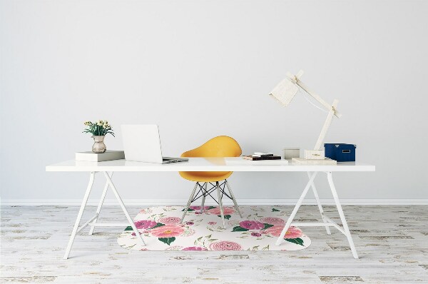 Alfombra para silla de escritorio Flores rosadas
