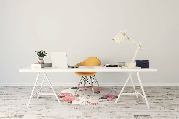 Alfombra para silla de escritorio Flores rosadas