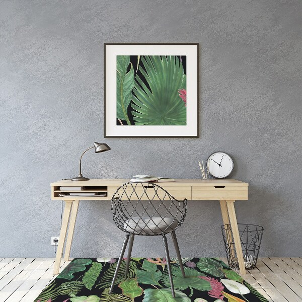Alfombra para silla de escritorio Hojas tropicales