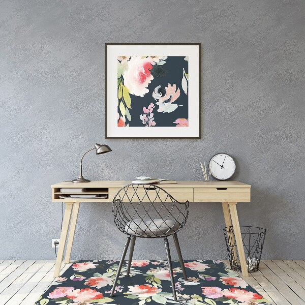 Alfombra para silla de escritorio Flores pintadas