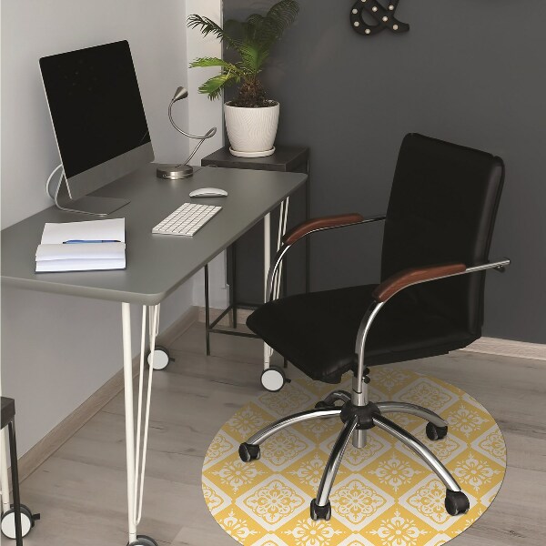 Alfombra para silla de escritorio Patrón blanco amarillo