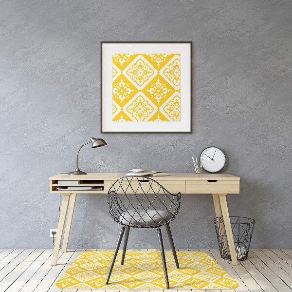 Alfombra para silla de escritorio Patrón blanco amarillo