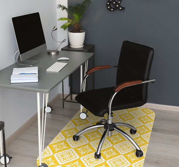 Alfombra para silla de escritorio Patrón blanco amarillo