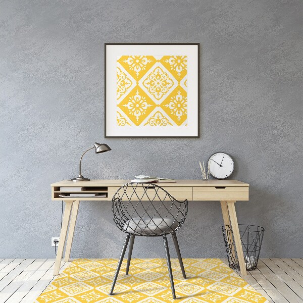 Alfombra para silla de escritorio Patrón blanco amarillo