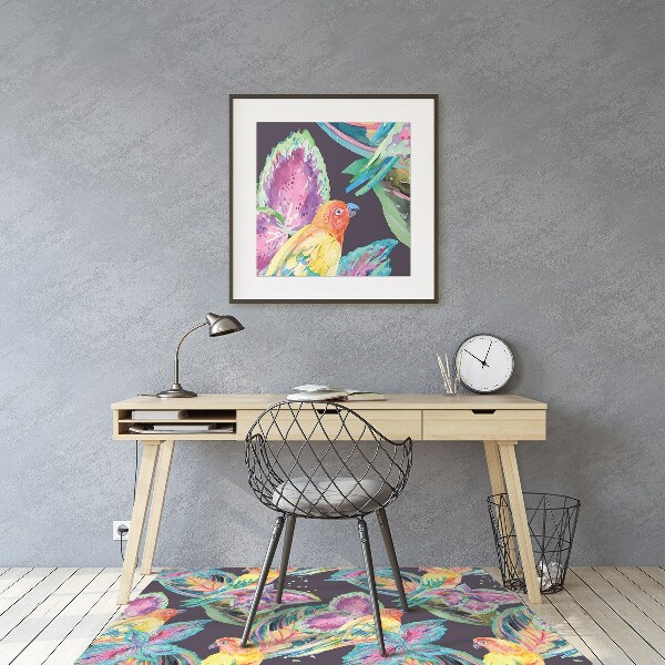 Alfombra para silla de escritorio Loros coloridos